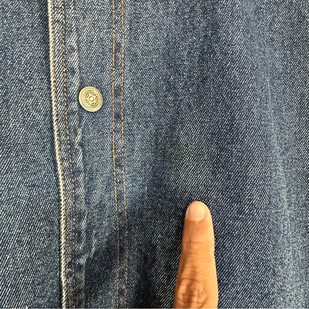 Vintage Fallen Heroes Military Bomber Denim Jacket Snap Button 90s Style Baggy M - Picture 5 of 15